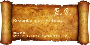 Rozenberger Vilmos névjegykártya